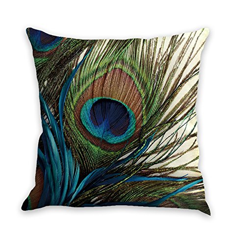 laime Throw Pillow Covers Natural Pattern Decorative Pillowcases 18x18inch (4 Pieces Set) Pillow Cases Home Car Decorative Peacock Feather