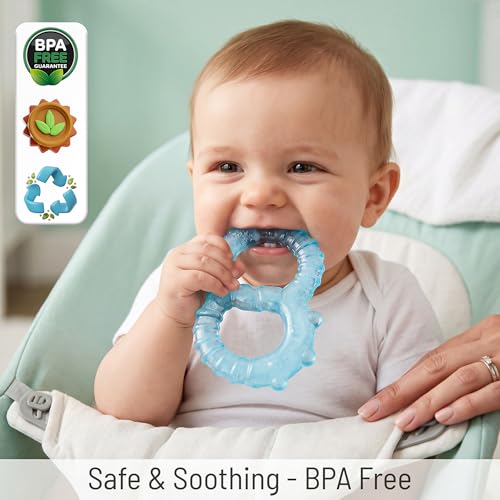 Image of Baybee Natural Silicone Baby Teether for 3-12 Months | Bpa Free Food Grade Soft Silicone Teething Relief Toys for Infants, Babies, Pack of 2 | Gum Safe Soothers Infant Oral Care & Baby Essentials Gift
