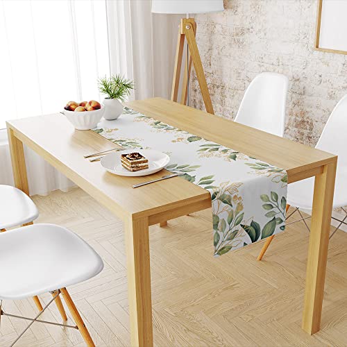 Greenery Eucalyptus Table Runner Decorative, Spring Summer Table Runner Decorations For Dinning Room Kitchen Dresser Decor For Party Holiday, Housewarming Gifts For Women Couple New Home, 13X72 Inches #TOP3