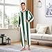 Yuiboo Green Vertical StripesAdults Unisex One Piecing Pajamas for Women Men Hooded Sleepwear Homewear