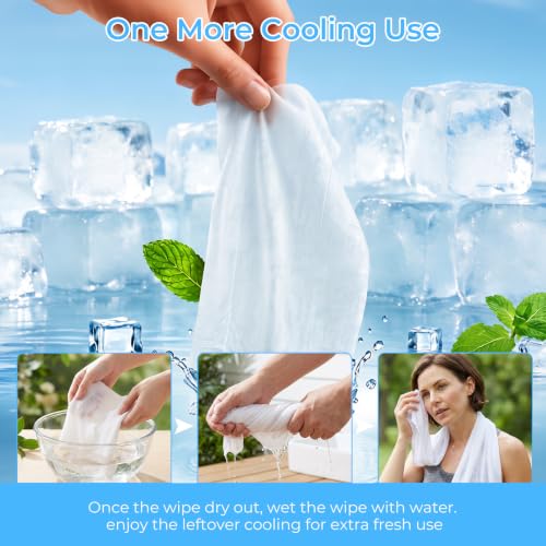 Image of 56 Pc Disposable Cooling Wipes, Individually Wrapped Towels for Sports, Gym