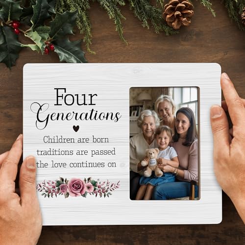 Four Generations Family Picture Frame, Gifts for Great Grandma Grandpa, Fits 4x6 Photo - Image 3
