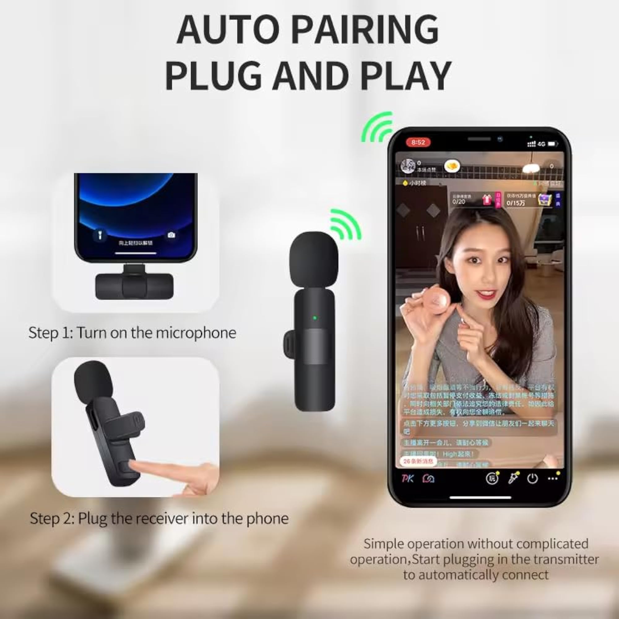 K8 Upgraded Wireless Lavalier Microphone
