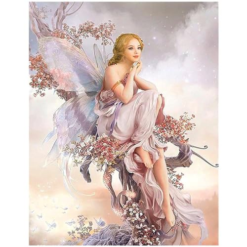 Cuadro de diamantes 5D cuadrados hada mariposa 40x50cm puzzle diamantes grandes para adultos juego de pintura con diamantes de imitación manualidades mosaico diamond painting para el hogar y la pared