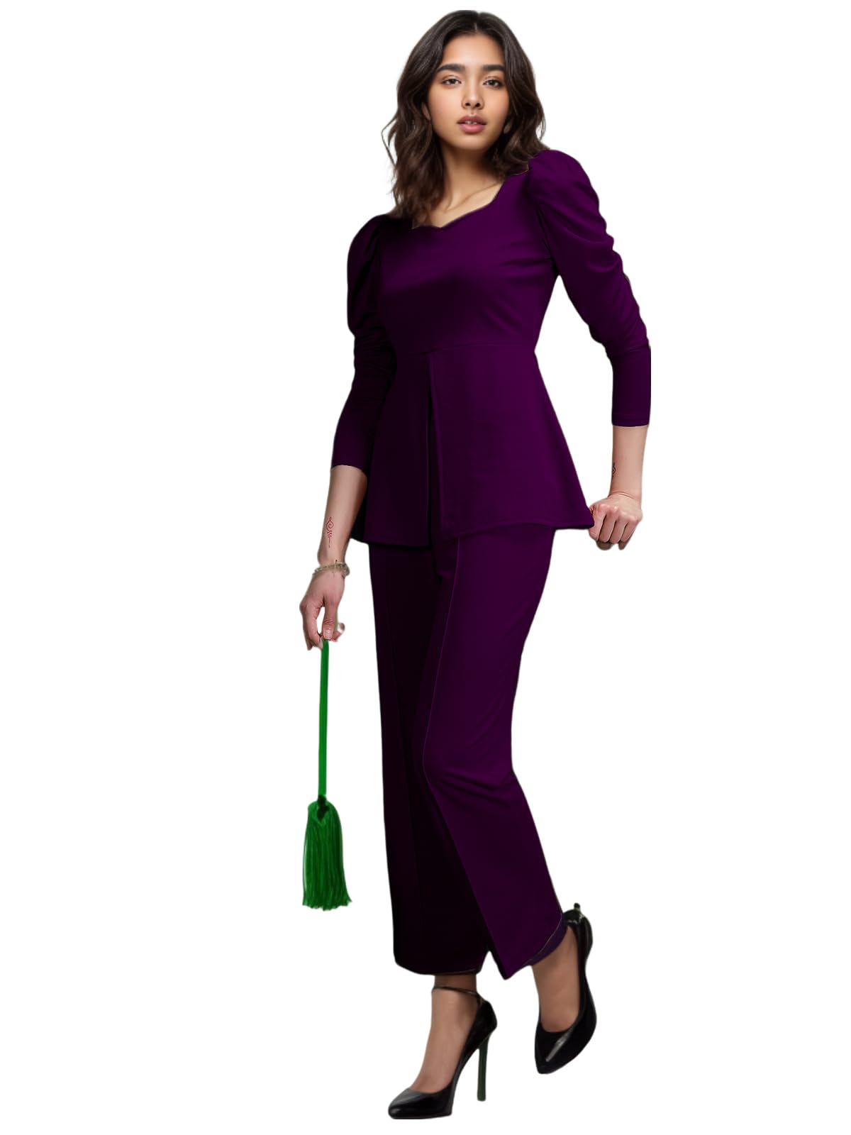 siril Women's Co-ord Set Lycra Top and Trouser Pant Set | 2 Piece Co-ord Set | Formal Coord Set-picture-45