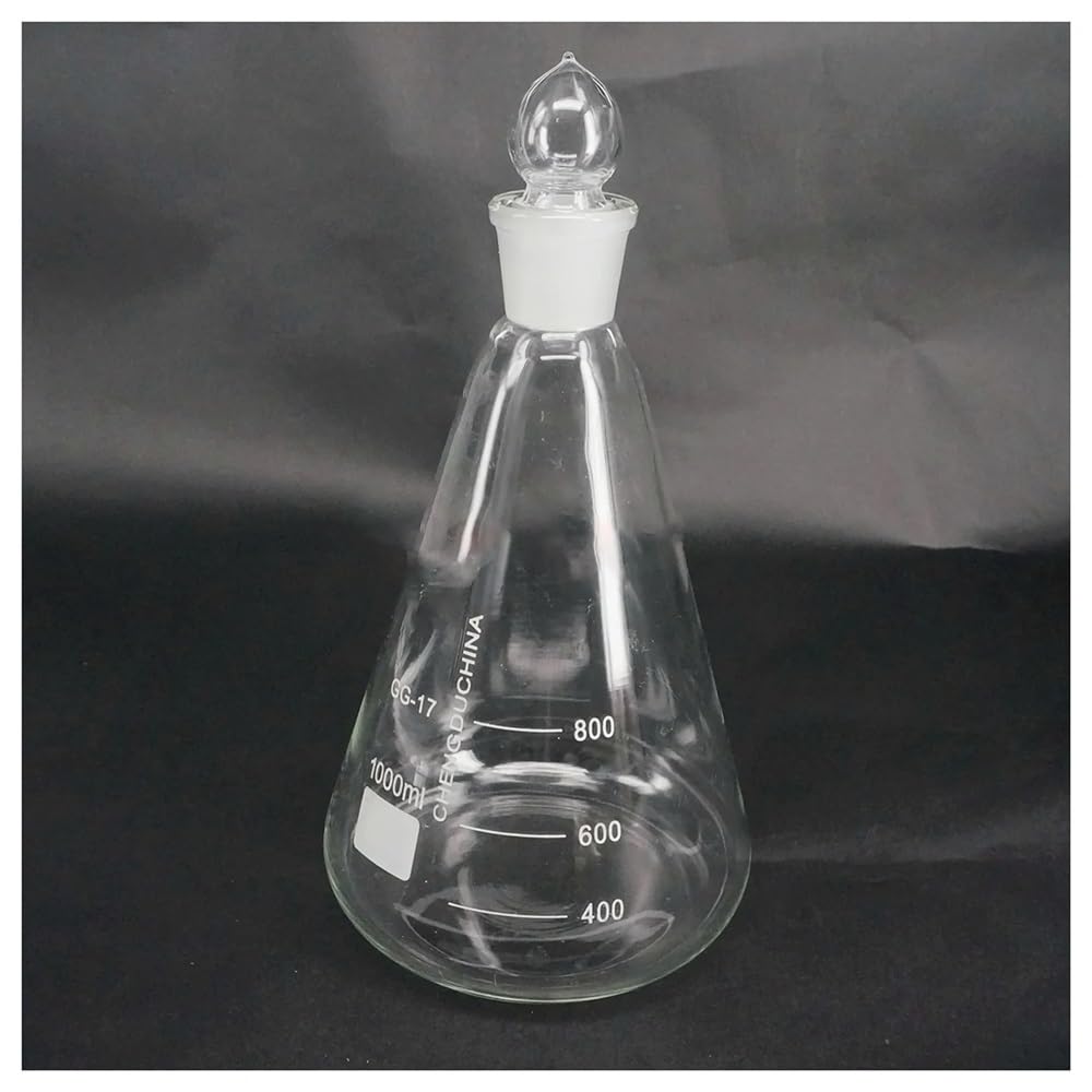 Beuta di Erlenmeyer in vetro borosilicato da 1000 ml con tappo for laboratorio Attrezzature da laboratorio