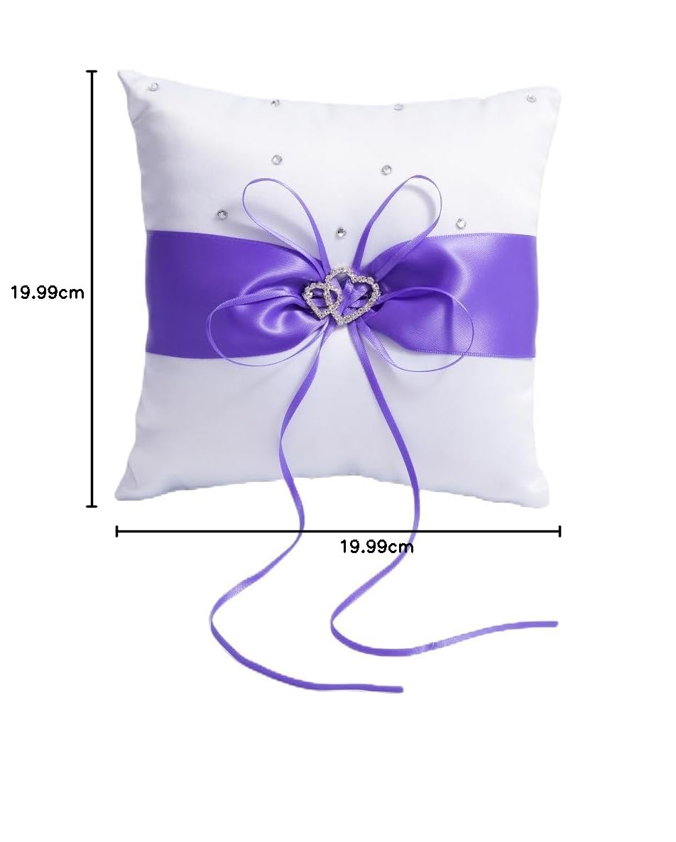 QIRMIZI Coussin pour alliances, coussin de perles, support de bague pour mariage, cérémonie de mariage, demande en mariage, violet