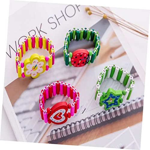 BESTYASH 5 Pcs Wooden Educational Watches Safe Non Toxic Material Cartoon Design for Early Learning and Recognition Boys Random Color3