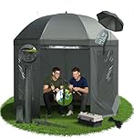 Gartstary Angelschirm 240 cm - Stabilität Angelschirm mit Seitenwand - 210D Oxford-Gewebe, PU-Wasserdichte, Verstellbar Schirmzelt Angeln mit 3 Fenstern, Einfache Montage, für Outdoor Camping & Angler