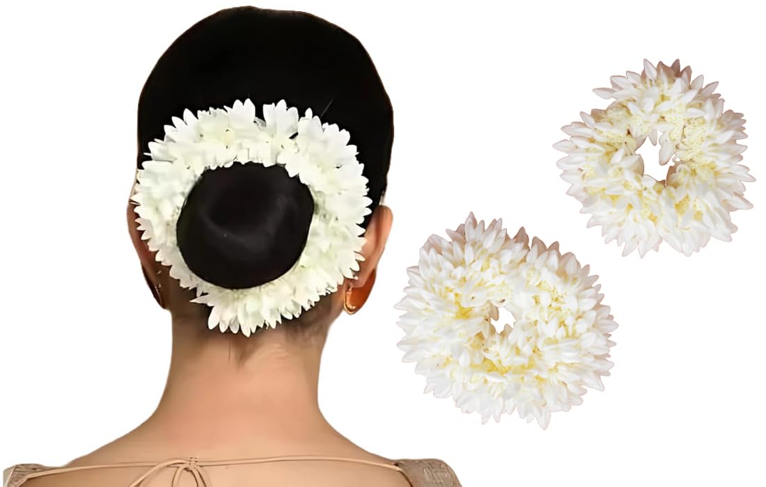 Hair Rubber Bands For Women's Hair Bun Accessories For Women | Hair Buns For Women | Rapunzel Flowers For Hair Fake Bun Hair Elastics For Women's Hair