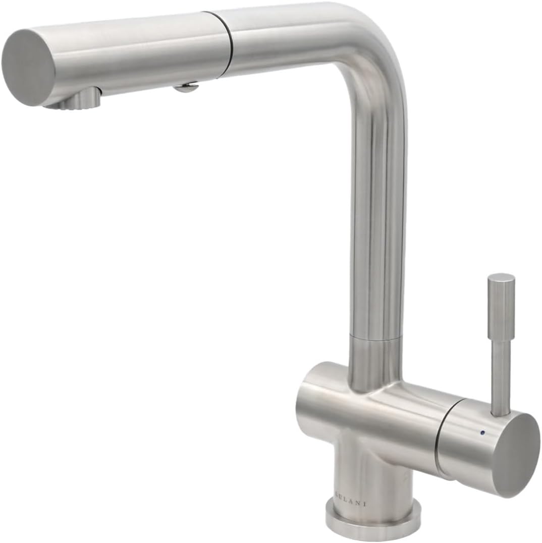 Lulani Nassau Stainless Steel Pull-Out Kitchen Faucet (2 Function Spray Head) - Brushed Stainless