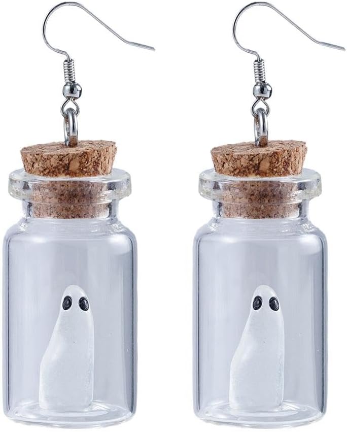 genericAdopt A Ghost Earrings, Cute Ghost Dangling Earrings Glow in the Dark Ghost Earrings, Tiny Ghost in A Bottle Drop Dangle, Jewelry Gift for Friend s and Family