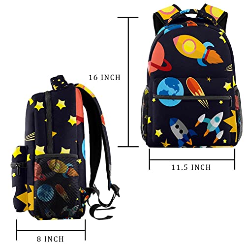 Sac à dos vaisseau spatial multicolore pour adolescents avec de nombreuses poches