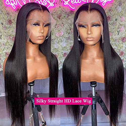 Iris Queen 13X4 Hd Straight Lace Front Wigs Human Hair Pre Plucked With Baby Hair 180 Density 10A Transparent Lace Frontal Wigs For Black Women Bleached Knots Natural Color (20 Inch) #TOP4