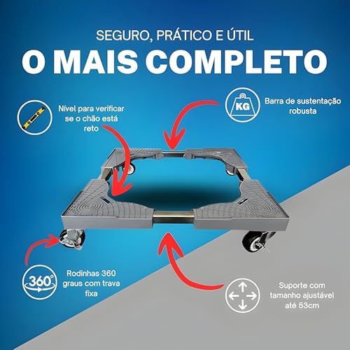 Suporte Móvel Ajustável Com Rodas, Para Geladeira, Máquina De Lavar, Fogão, Capacidade 200kg, Base A