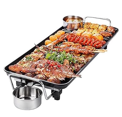 Erbaofd Electric Teppanyaki Table Grill, Portable BBQ Barbecue Nonstick Extra Large Griddle Electric with Adjustable Temperature, BBQ Hot Plate Barbecue, for Indoor Outdoor.