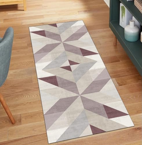 Alfombra de pasillo antideslizante gris y roja de diseño 2
