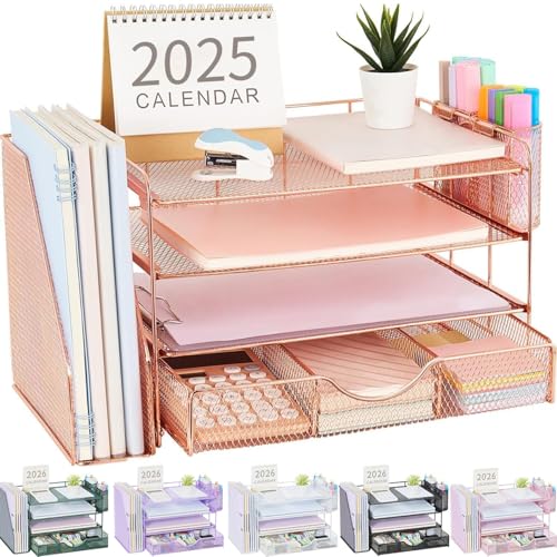 gianotter Desk Organizers and Accessories with File Holder, 4-Tier Desk