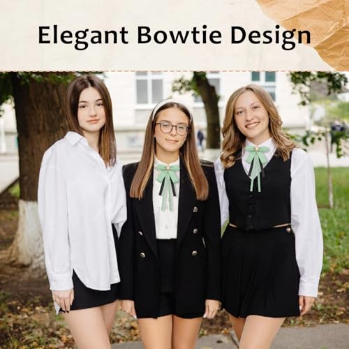 Image of LJBFNN Womens Bow Tie, Clip on Bow Ties Pre Tied Bowtie for Women Girls Ribbon Rhinestone Bow Tie for Shirt Uniform Wedding