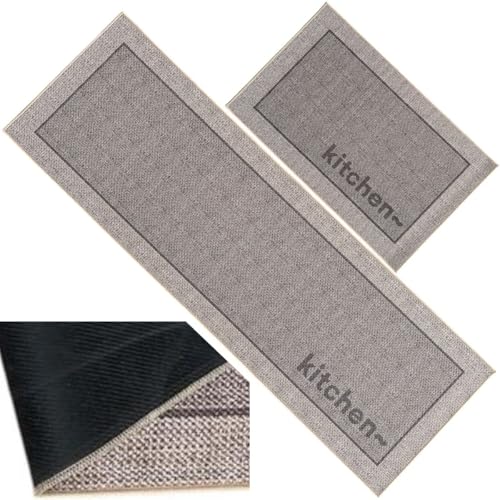 Kit com 2 Tapetes de Corredor Antiderrapantes de Borracha para Cozinha NilosDecor