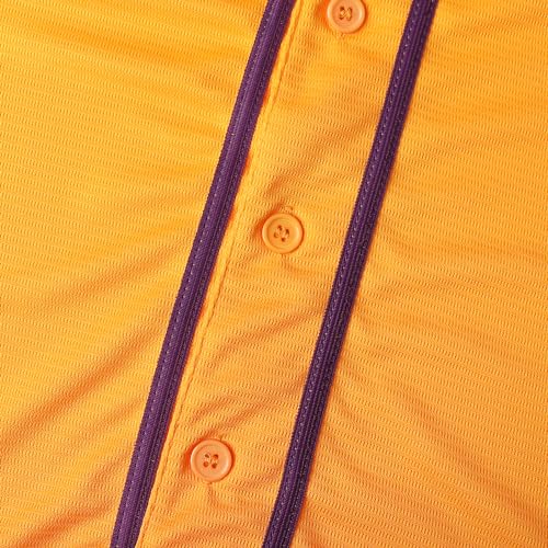 Blank Baseball Jersey, camisa deportiva de manga corta sin estampados para hombres y mujeres (X-Large, amarillo-púrpura) miniatura 6