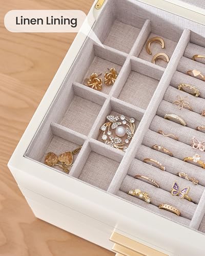 Joyero de madera Lolalet elegante caja de regalo beige para pulseras y anillos 3