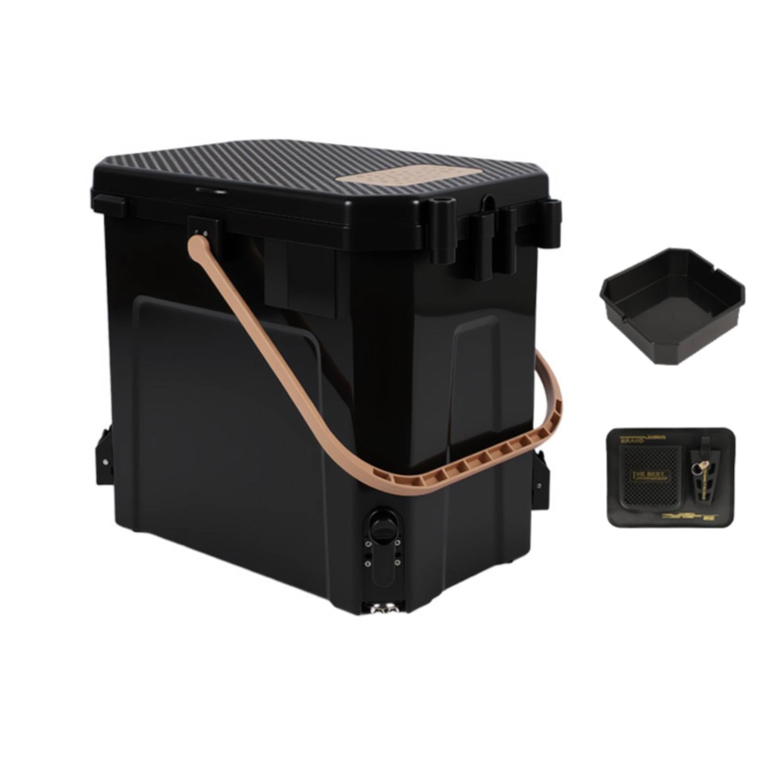 Contenedor de Pesca Caja Cubo Maleta, Estándar Cubo con Patas Elevables, Caja Interior Y Bolsillo Lateral