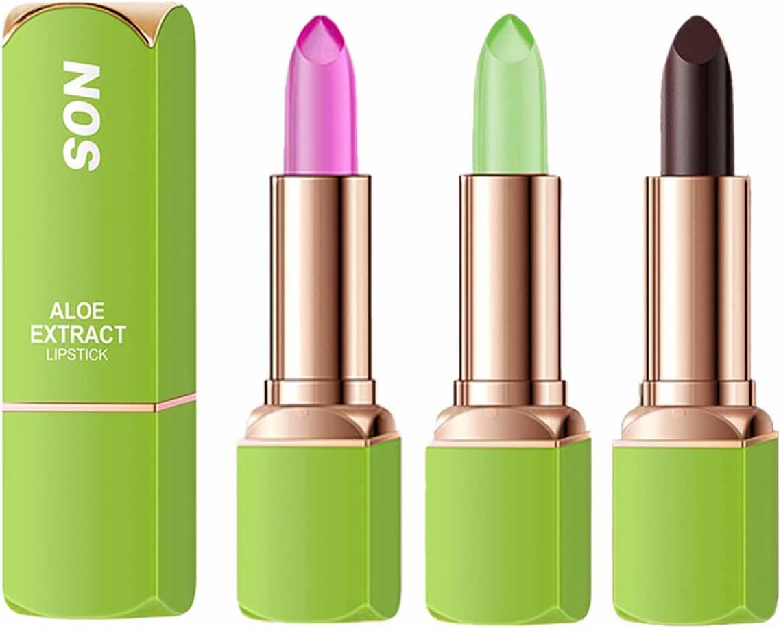 3Pcs Magische Temperatuur Kleur Veranderende Aloë Vera Lipstick, Hydraterende Lip Balm Waterdicht Lang Houdbare Voedende Lipstick Make-up Lip Care