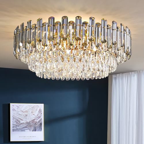 Plafonnier de 50,8 cm en cristal haut de gamme pour hall d'entrée prestigieux