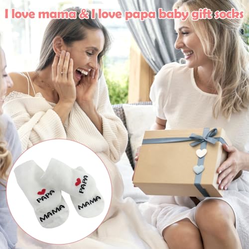 Baby socken Geschenk, Mama&Papa Baumwollsocken Neugeborene Dünn Socken 0-6 Monate Baby Mädchen Jungen Home Socken Geschenk für Baby