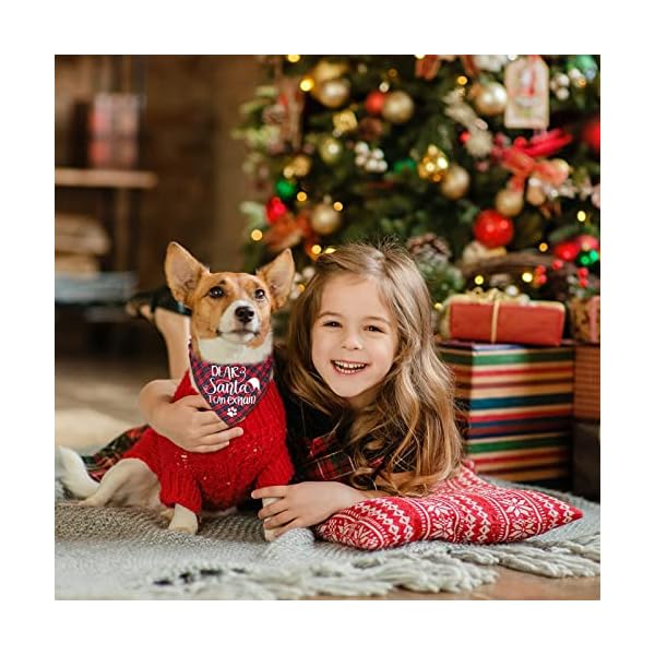 4 pack dog christmas bandanas - classic triangle merry christmas printing plaid xmas fall pet scarf bibs kerchief gifts set - pet holiday accessories decoration for small to large puppy dogs cats - image 6