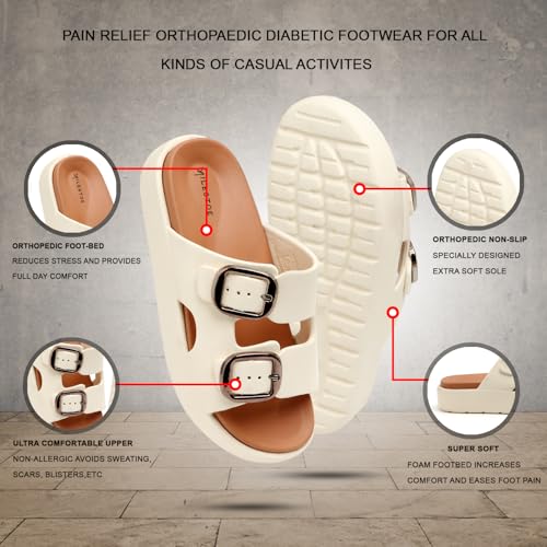 Image of RADIANCE Women Buckle Sandals with Super Soft Insole | Ergonomic Footbed | Lightweight | Skin-Friendly | Cushioned Sole | Trusted by Doctors l Latest, Stylish and Trendy Slip-Ons for Girls and Ladies