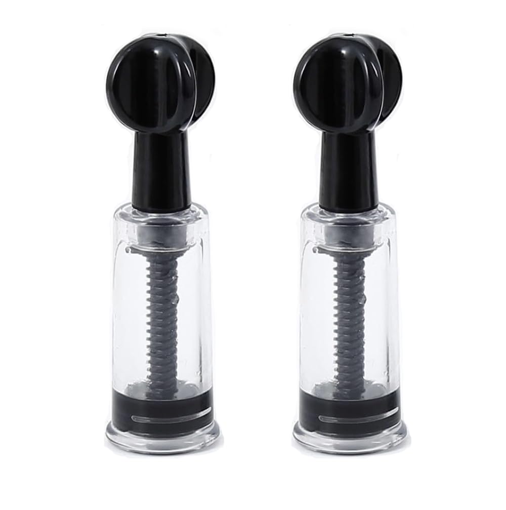 YFFSFDC 乳頭吸引器 手動式 乳首 吸引ポンプ 搾乳機 乳首開発 陥没矯正 男女兼用 SMプレイ 大人のおもちゃ 透明 ニップルカップ 内径1.8cm （ブラック）