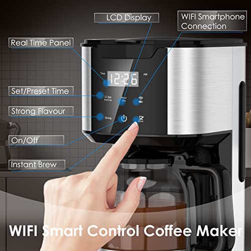 Compare HOMOKUS 12 Cup WIFI Coffee Maker, Programmable Coffee Maker