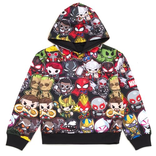 Marvel Avengers Little Boys' Allover Print Graphic Pullover Hooded Sweatshirt Avengers Dark Grey 5 - image 1