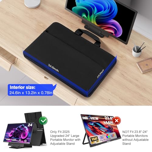 Image of 24 Inch Large Portable Monitor Case, Protective Carrying Sleeve for Ygretyrjh 24 inch /Hyangin 24 inch /Flytocca 23.8 inch /Redalf 23.8 inch /KEFEYA 23.8 inch Inch Large Portable Monitor with Stand Case Bag, Black