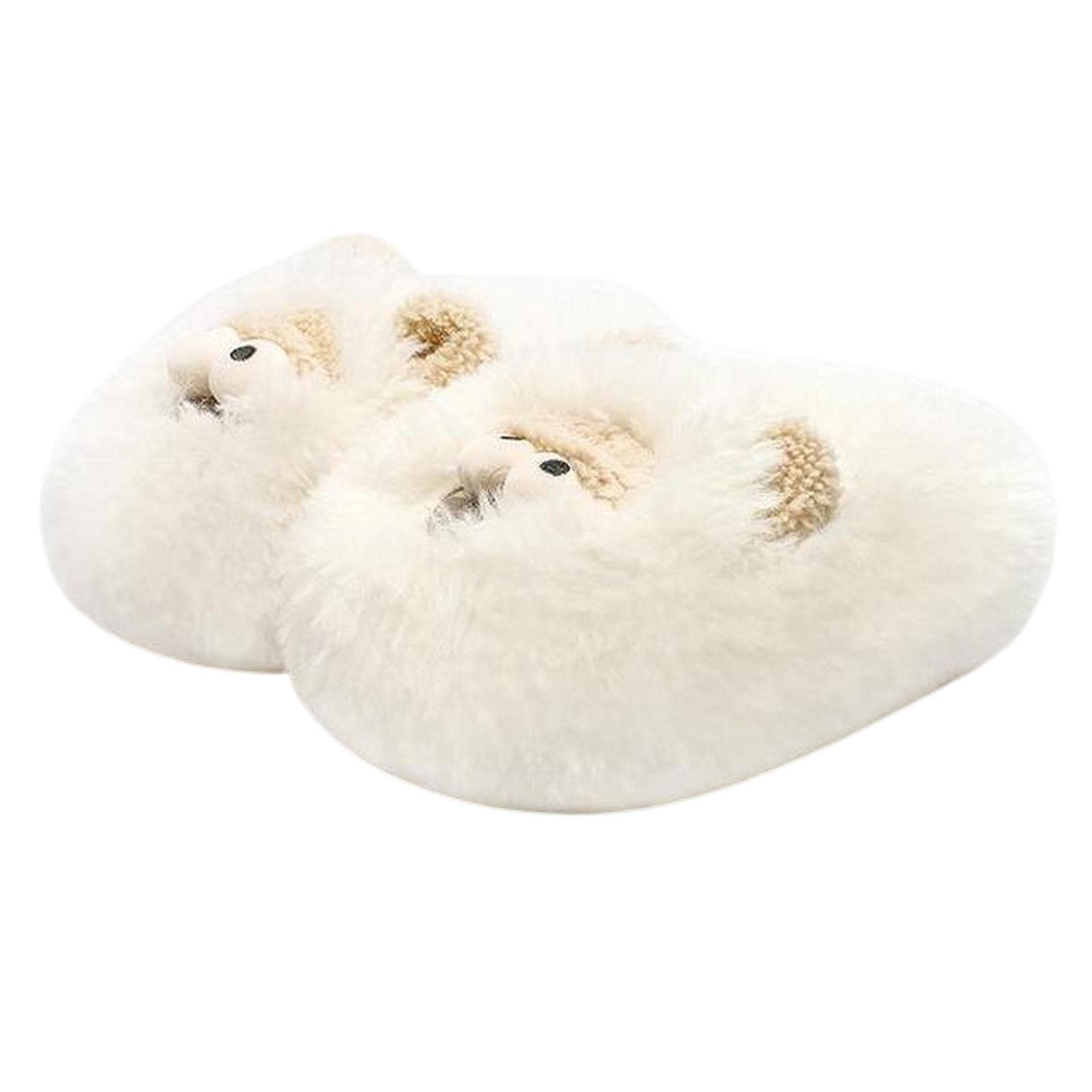 MOGSA Kapcie Kreskówka Design Slides Kobiety Miękkie Ciepłe Domowe Bawełniane Kapcie Wewnętrzne Buty Podłogowe, biały, 38-39 (26CM)