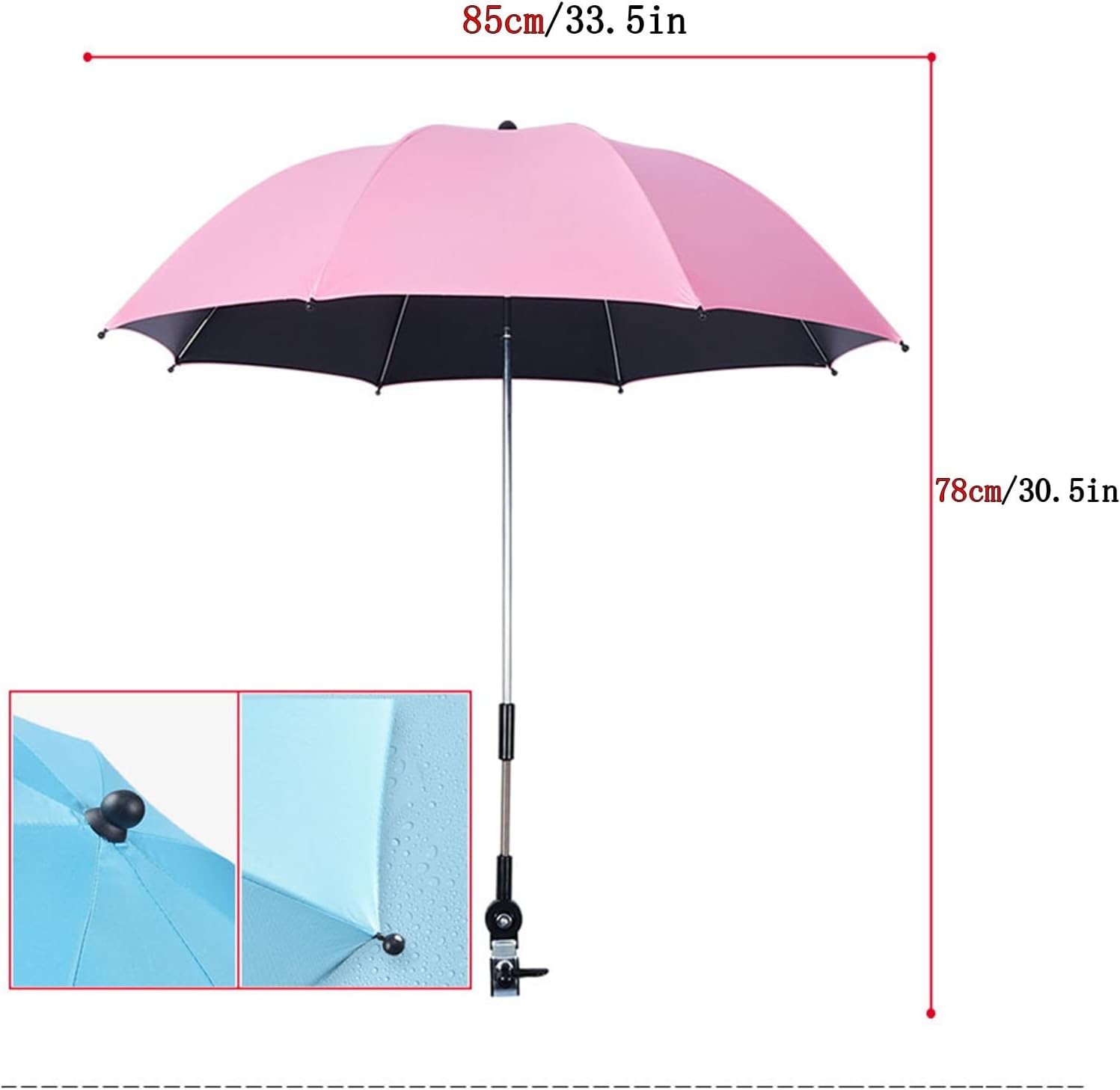 Baby Sun Parasol, Universal Umbrella for Pushchairs, Stroller and Buggy, 360° Rotatable, 75cm(29.5in)/85cm(33.5in) Diameter (Color : C, Size : 85cm(33.5in))