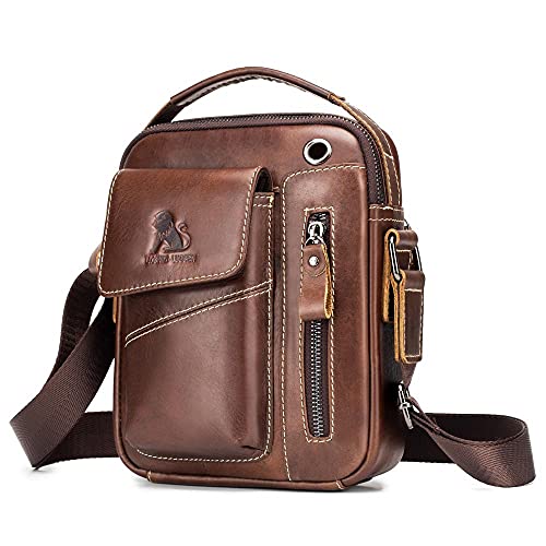 Leather men's shoulder bag head layer leather handbag vertical tablet briefcase