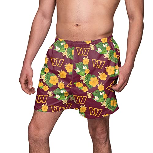 Image of FOCO NFL Mens NFL Team Logo Floral Hawaiian Swim Suit Trunks