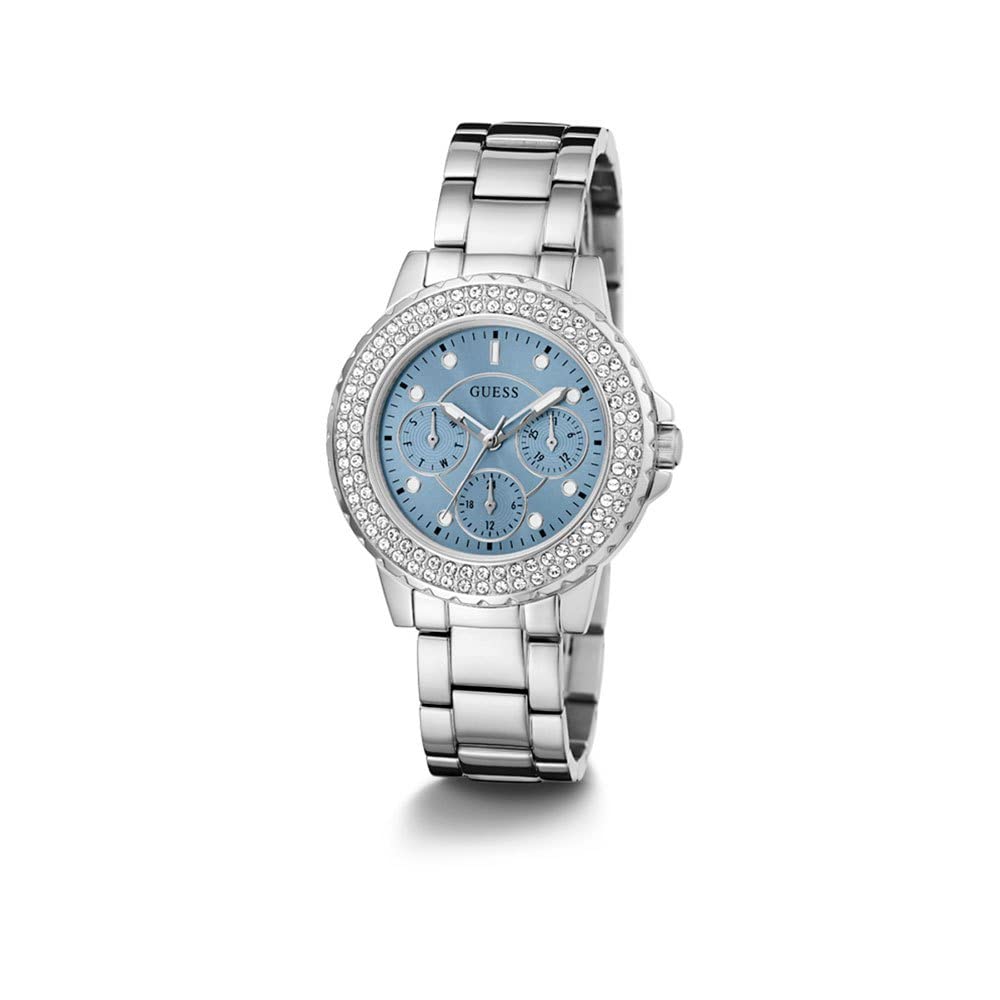 GUESS Reloj multifunción de cristal deportivo de 36 mm para mujer