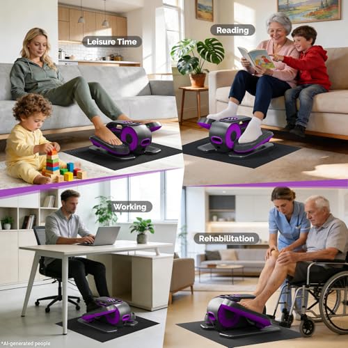 Image of Under Desk Elliptical Machine, 12 Speeds Leg Exerciser as Seen on TV with RF Remote Control for Seniors, Auto & HR Mode Quiet Portable Seated Pedal Exerciser for Home and Office