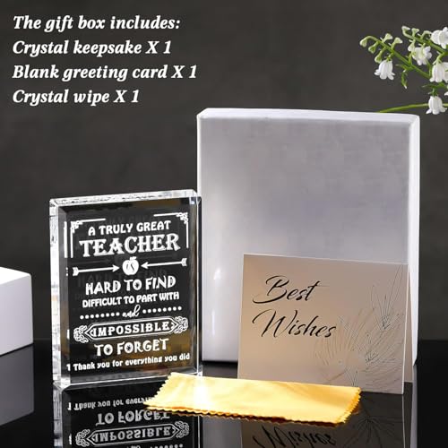 Image of Teacher Gifts for Women Men Crystal Keepsake, Laser Engraved Teachers Appreciation Gifts Ideas, Best Teacher Ever Gift for Graduation Christmas