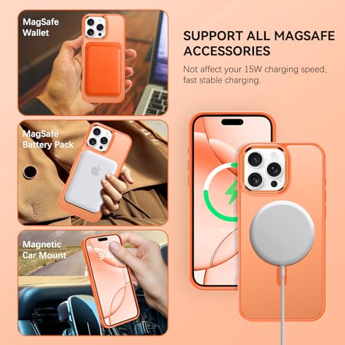 Image of BENTOBEN for iPhone 16 Pro Case [Compatible with Magsafe] Magnetic Matte Phone Case iPhone 16 Pro Translucent Slim Shockproof Women Men Protective Cover Cases for iPhone 16 Pro 6.3 inch, Cosmic Orange