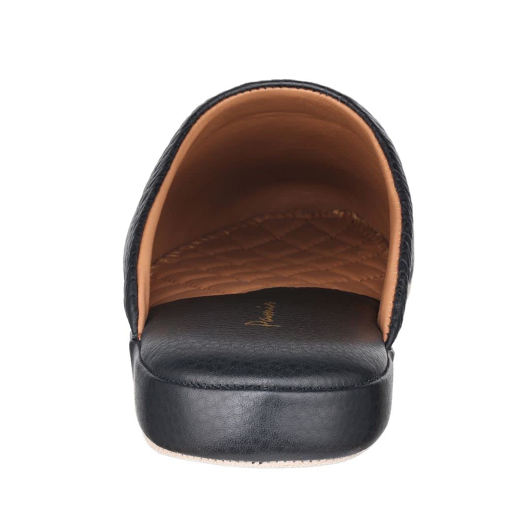 PAMIR Pantuflas de piel texturizada de primera calidad para hombre con espuma viscoelástica