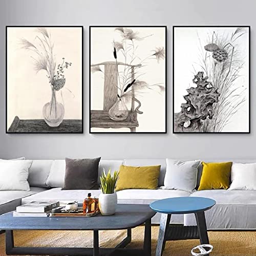 Affiche de fleurs triptyque cadre de salon minimaliste 60x90cm