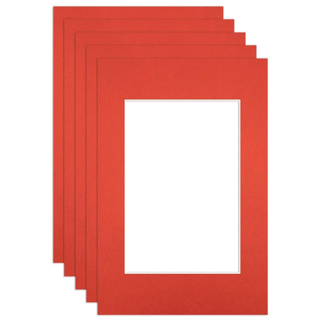 Procut Global 90x60cm Poppy Red Picture Mounts to Fit 60x40cm Aperture - Precision Cut Cardboard Photo Mount - Ideal for Frames, Prints, Artwork & Certificates - Sizes & Colours Available - 5 Pack โ image 1
