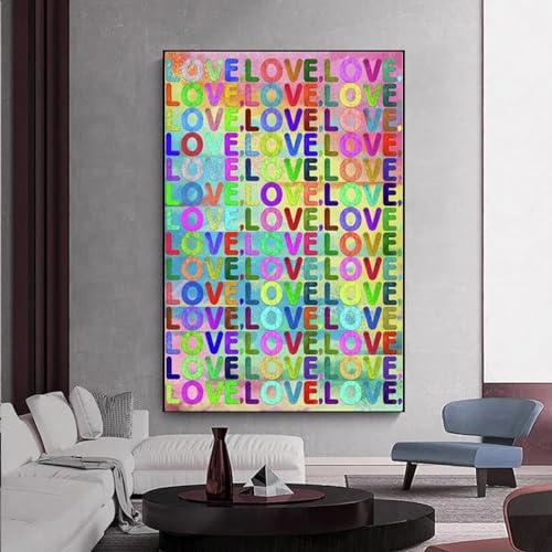Toile graffiti art lettre amour 35x50 cm décoration murale salon - 2