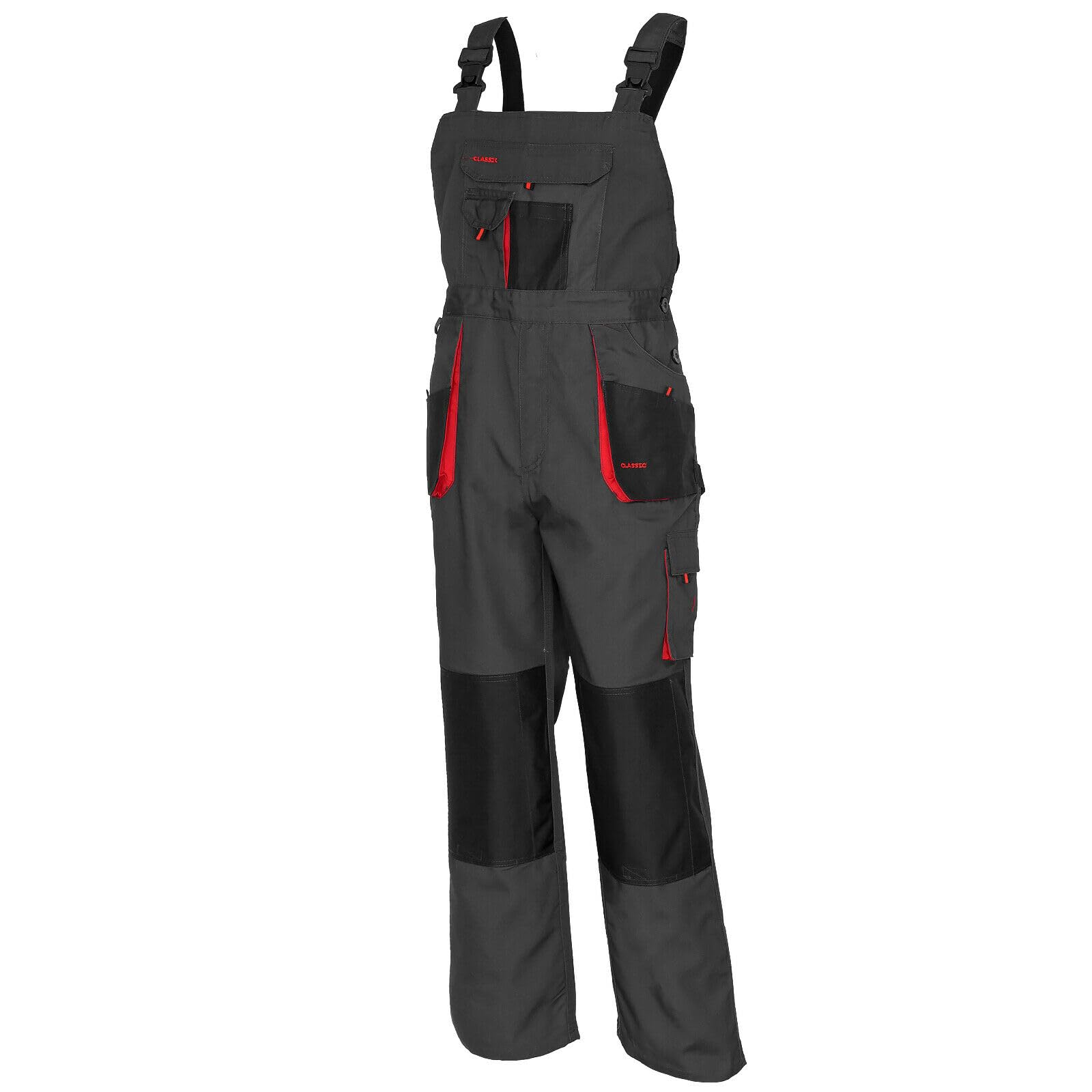 Art.mas Men's Red Classic Bib And Brace Dungaree Overalls, Pro Wear Workwear, Multipockets, Pocket For Knee Pads, Durable Triple Stitched Seams, 2 Colors (58 (40-42Inch), )
