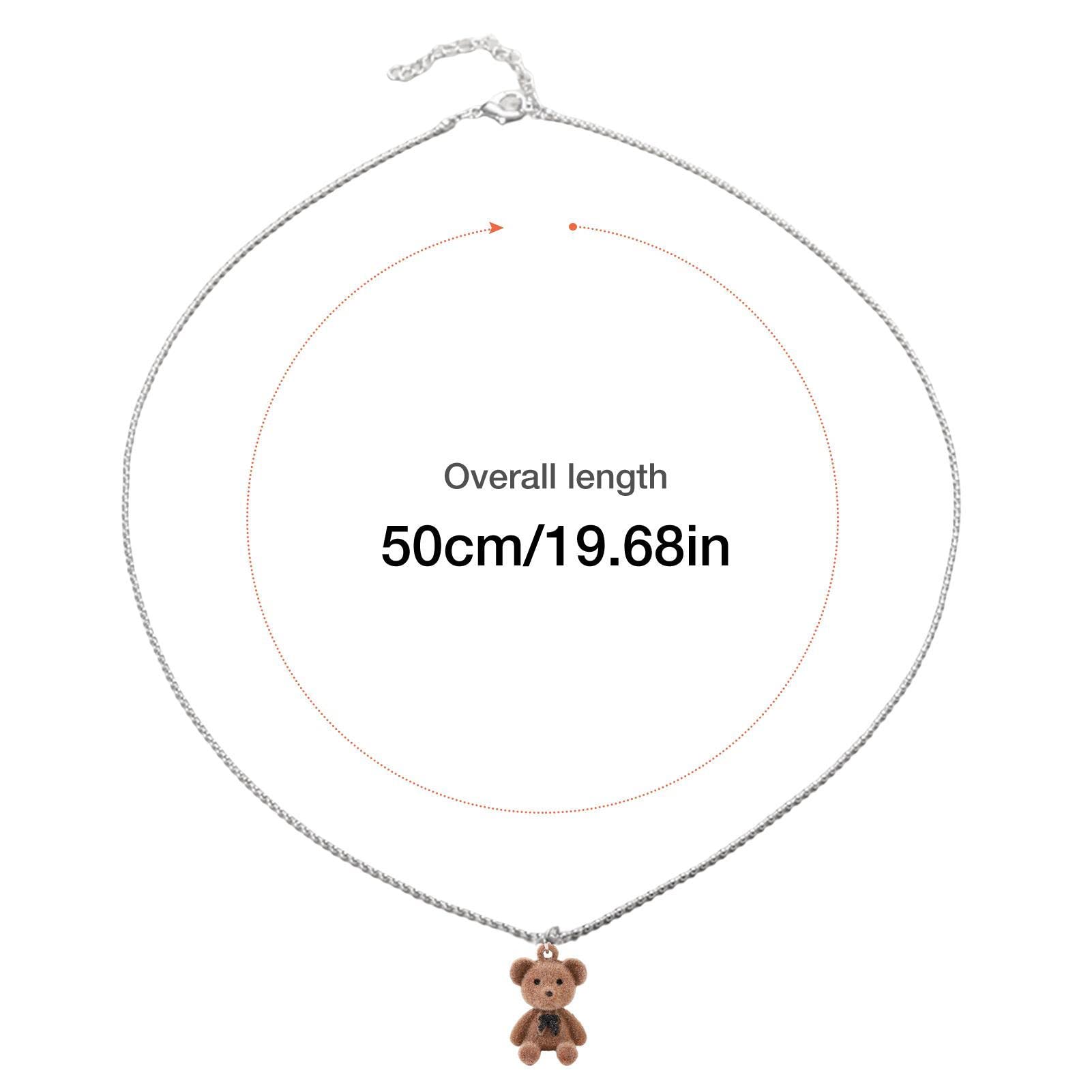 Collier Pendentif Ours En Peluche - Longueur 65 Cm - Flocage Et Corde - Bijou Mignon Pour Ado/Fille
